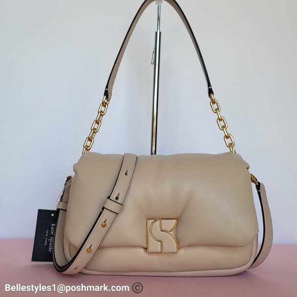 KATE SPADE Dakota Puffy Smooth Leather Convertible Crossbody Bag- Feather🎈$248⭐ - Picture 2 of 16